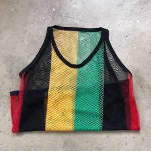Mesh Jamaican Themed Tank Top